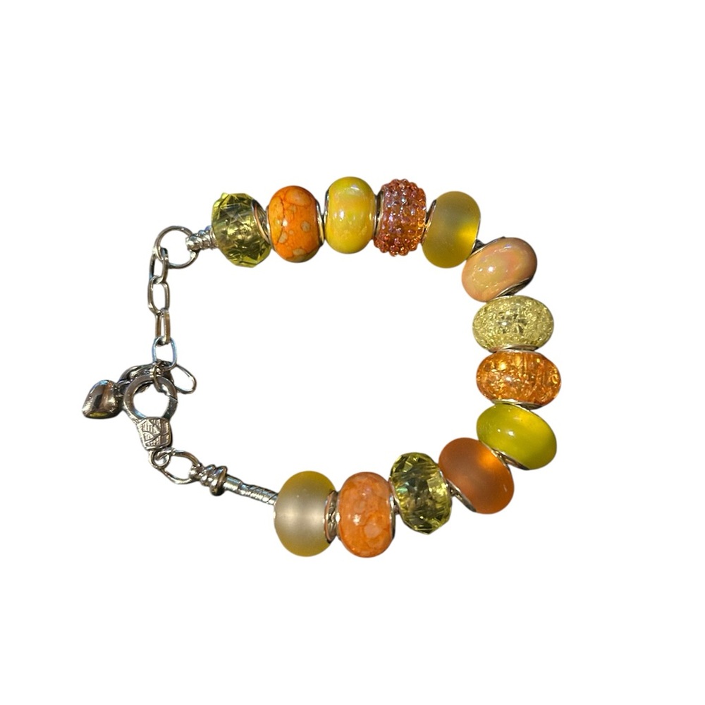 Elegant Orange and Yellow Beaded Bracelet